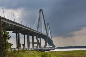 The Arthur Ravenel Bridge, modern marvel of beauty and traffic into and out of Charleston