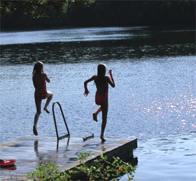 Kids jump into the water in Moncks Corner, South Carolina